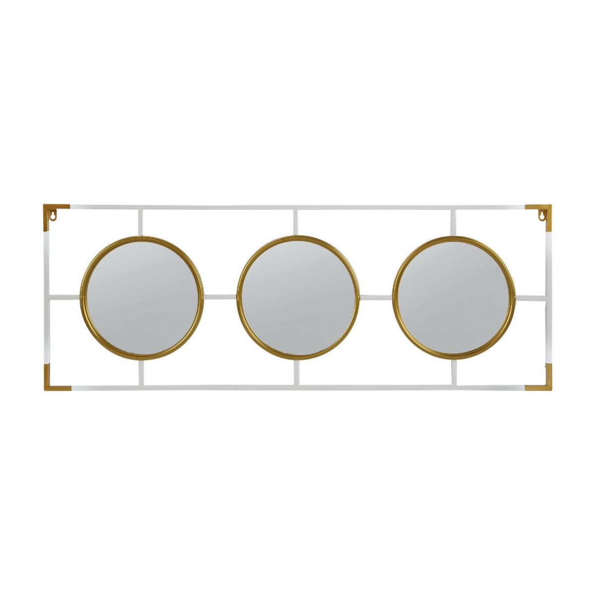 Artekko Hannes Καθρέπτης Τοίχου Μέταλλο Γυαλί Λευκό Χρυσό (110x2x40)cm Artekko SA80282-DS-AB
