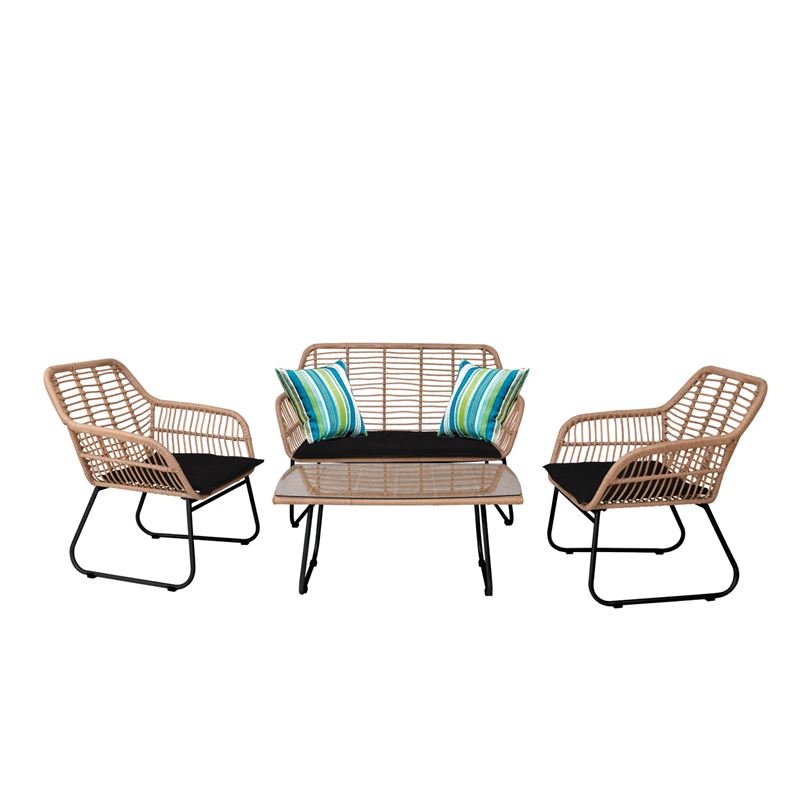 WOODWELL Ε249,1SALSA Set Σαλόνι Κήπου Μέταλλο Μαύρο, Wicker Φυσικό: Τραπέζι + Καναπέ 2Θέσιο + 2 Πολυθρόνες 94x56x44-120x70x86-67x71x83cm Ε249,1 WOODWELL Ε249,1SALSA Set Σαλόνι Κήπου Μέταλλο Μαύρο, Wicker Φυσικό: Τραπέζι + Καναπέ 2Θέσιο + 2 Πολυθρόνες 94x56x44-120x70x86-67x71x83cm Ε249,1