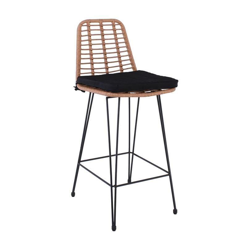 WOODWELL Ε252,11SALSA Σκαμπό BAR-Pro με Πλάτη, Μέταλλο Βαφή Μαύρο – Wicker Φυσικό, με Μαξιλάρι Μαύρο 45x55x75/113cm Ε252,11 WOODWELL Ε252,11SALSA Σκαμπό BAR-Pro με Πλάτη, Μέταλλο Βαφή Μαύρο – Wicker Φυσικό, με Μαξιλάρι Μαύρο 45x55x75/113cm Ε252,11