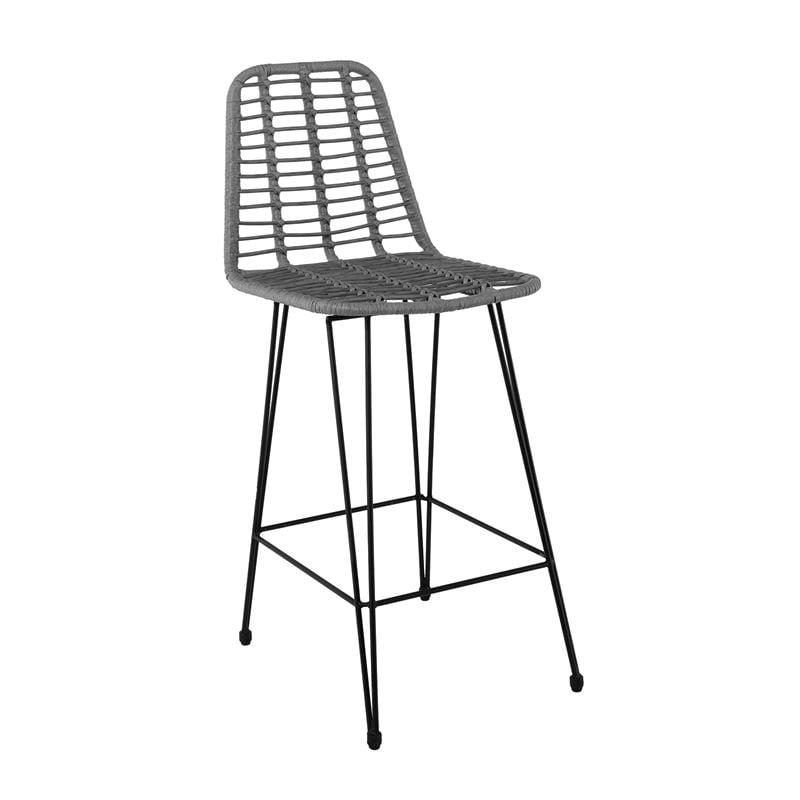 WOODWELL Ε252,2SALSA Σκαμπό BAR-Pro με Πλάτη, Μέταλλο Βαφή Μαύρο, Wicker Γκρι 45x55x75/113cm Ε252,2 WOODWELL Ε252,2SALSA Σκαμπό BAR-Pro με Πλάτη, Μέταλλο Βαφή Μαύρο, Wicker Γκρι 45x55x75/113cm Ε252,2