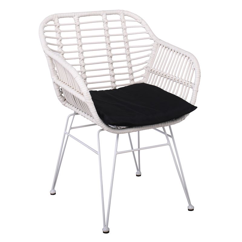 WOODWELL Ε282,Κ4SALSA-W Πολυθρόνα Τραπεζαρίας Κήπου, Μέταλλο Βαφή Άσπρο, Wicker Άσπρο, Μαξιλάρι Μαύρο 55x56x82cm Ε282,Κ4 WOODWELL Ε282,Κ4SALSA-W Πολυθρόνα Τραπεζαρίας Κήπου, Μέταλλο Βαφή Άσπρο, Wicker Άσπρο, Μαξιλάρι Μαύρο 55x56x82cm Ε282,Κ4