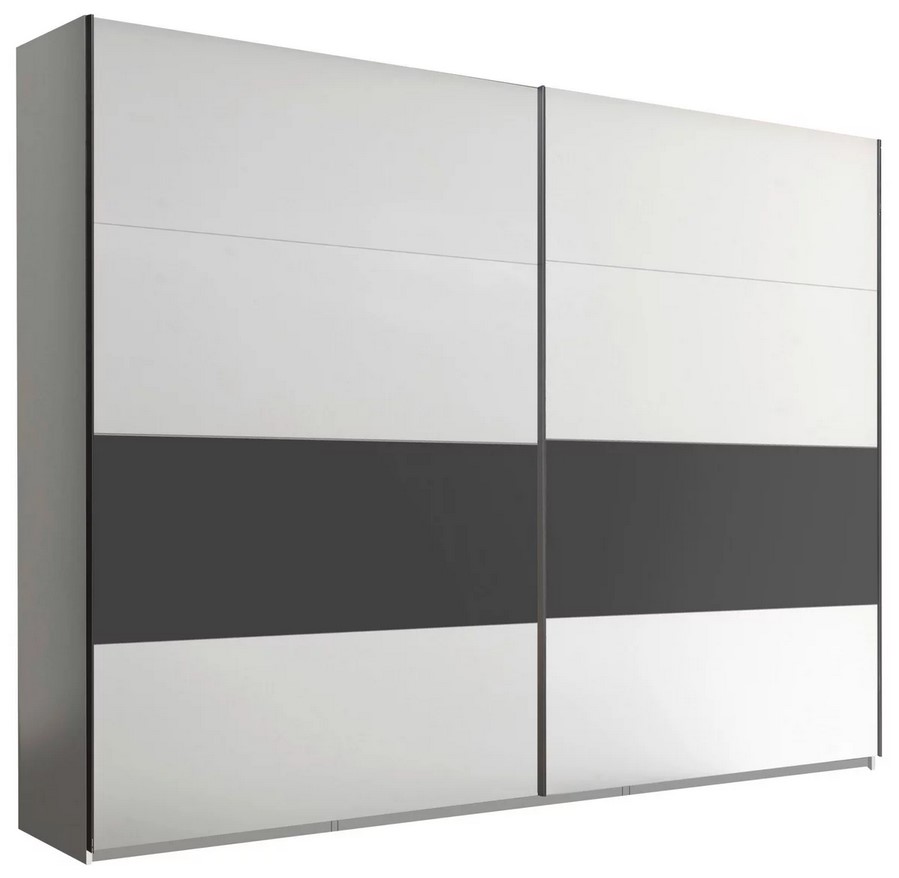 Ντουλάπα Συρόμενη Ontario Lava Λευκή +Μαύρο 300x225x64cm