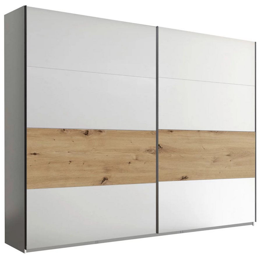 Ντουλάπα Συρόμενη Ontario Λευκή + Artisan 300x225x64cm