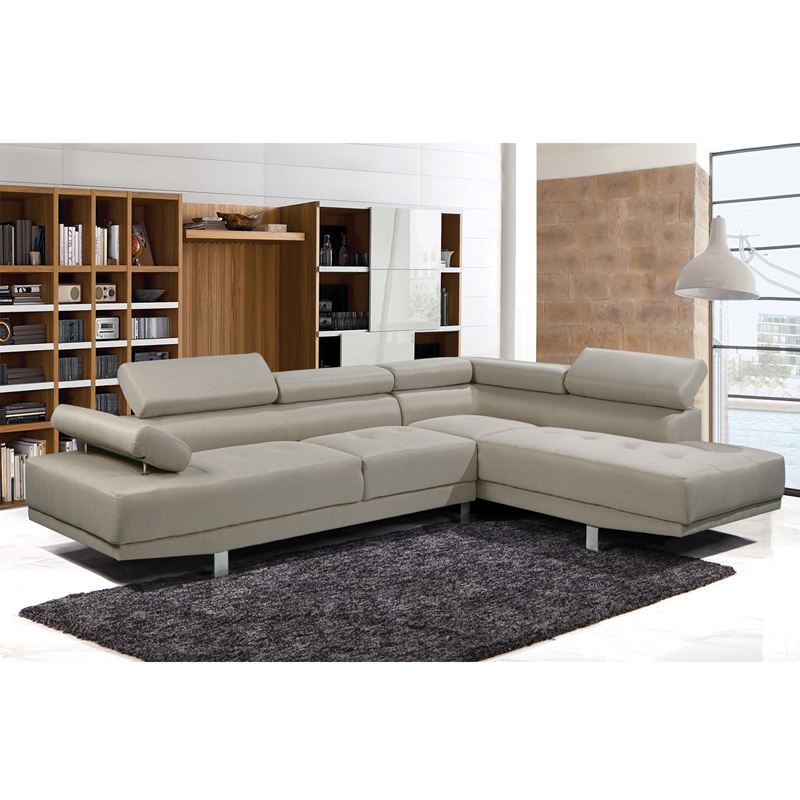 WOODWELL SECTOR Καναπές Σαλονιού Αριστερή Γωνία, Ανακλινόμενα Κεφαλάρια, Ύφασμα Μπεζ 265x191x82cm H.82cm Ε989,4L