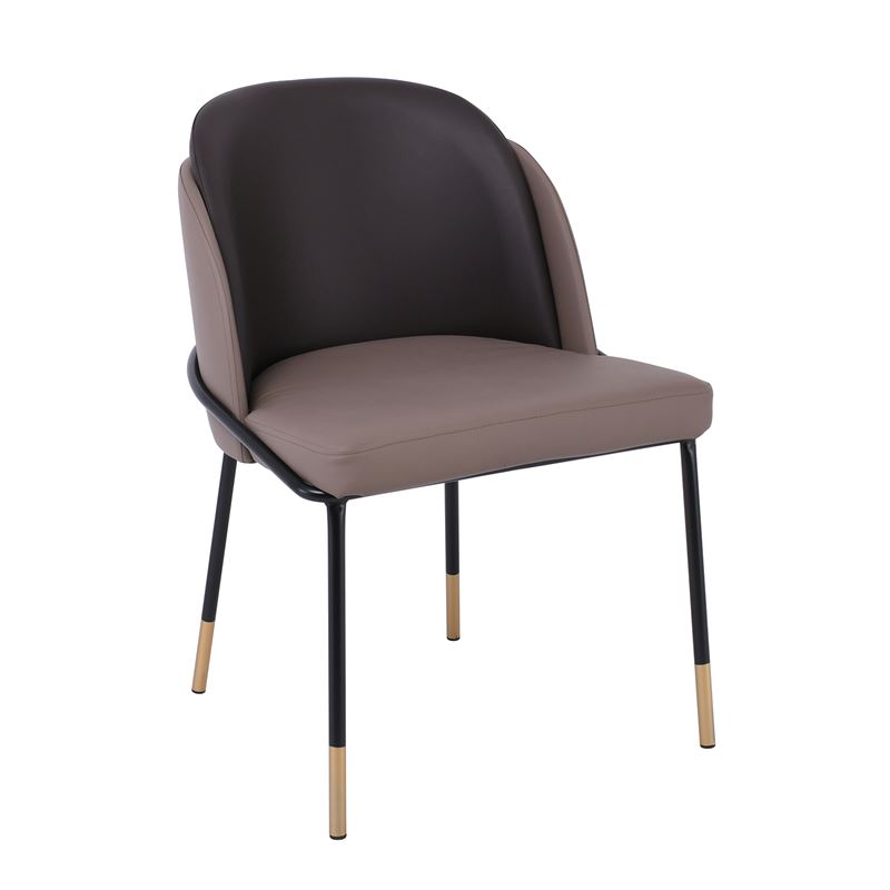 WOODWELL ΕΜ177,1SELECT Καρέκλα Τραπεζαρίας- Κουζίνας, Μέταλλο Βαφή Μαύρο, Pu Cappuccino-Σκούρο Καφέ 54x58x78cm ΕΜ177,1