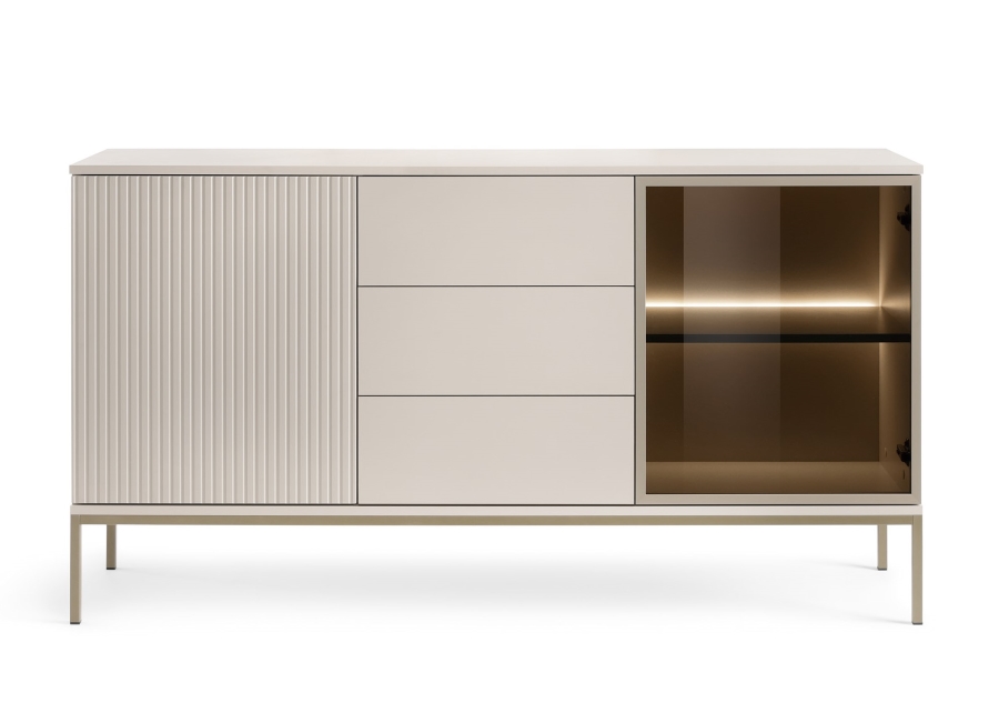 Μπουφές με βιτρίνα και συρτάρια Sento Λευκό Kazmir 154x83x39 cm