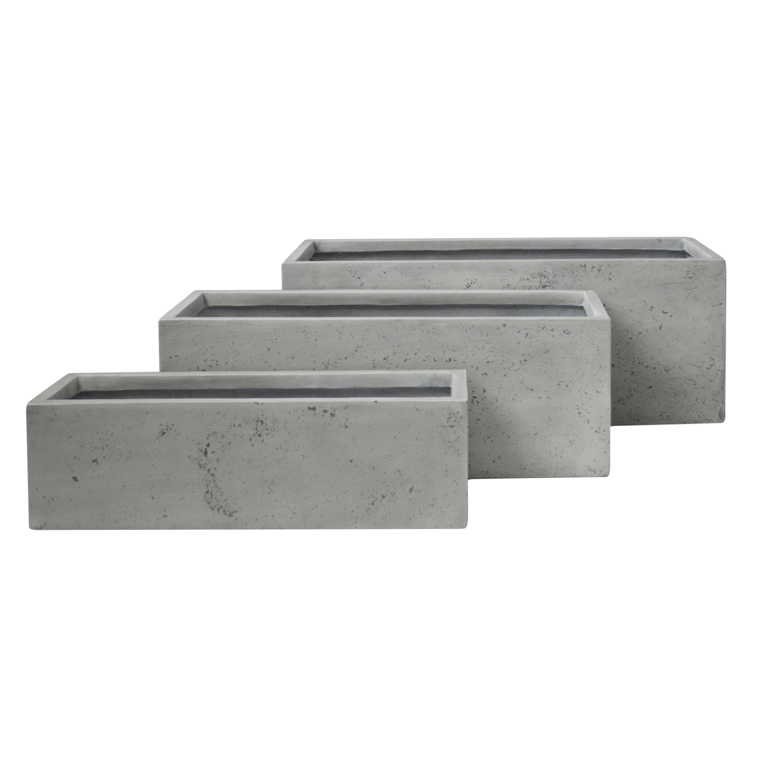 ΣΕΤ 3ΤΜΧ ΓΛΑΣΤΡΕΣ ΟΡΘΟΓΩΝΙΕΣ GARDENER HM4723 FIBERCLAY ΓΚΡΙ CEMENT 81x30x30Υεκ.