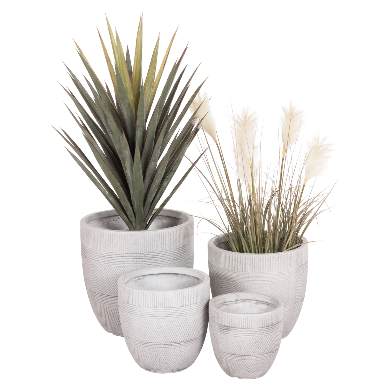 ΣΕΤ 4ΤΜΧ ΓΛΑΣΤΡΕΣ ΣΤΡΟΓΓΥΛΕΣ ΣΕΙΡΑ GARDENER HM4719 FIBERCLAY-ΧΡΩΜΑ CEMENT Φ44x43Υεκ