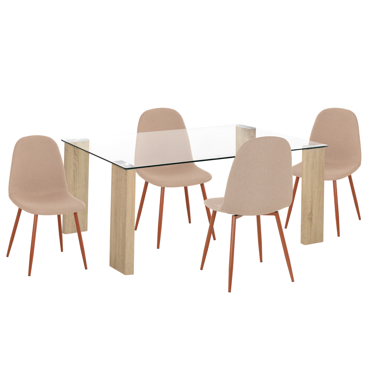 ΣΕΤ ΤΡΑΠΕΖΑΡΙΑΣ 5ΤΜΧ LEOMOR HM21270.01 ΤΡΑΠΕΖΙ & 4 ΚΑΡΕΚΛΕΣ - ΜΠΕΖ ΥΦΑΣΜΑ