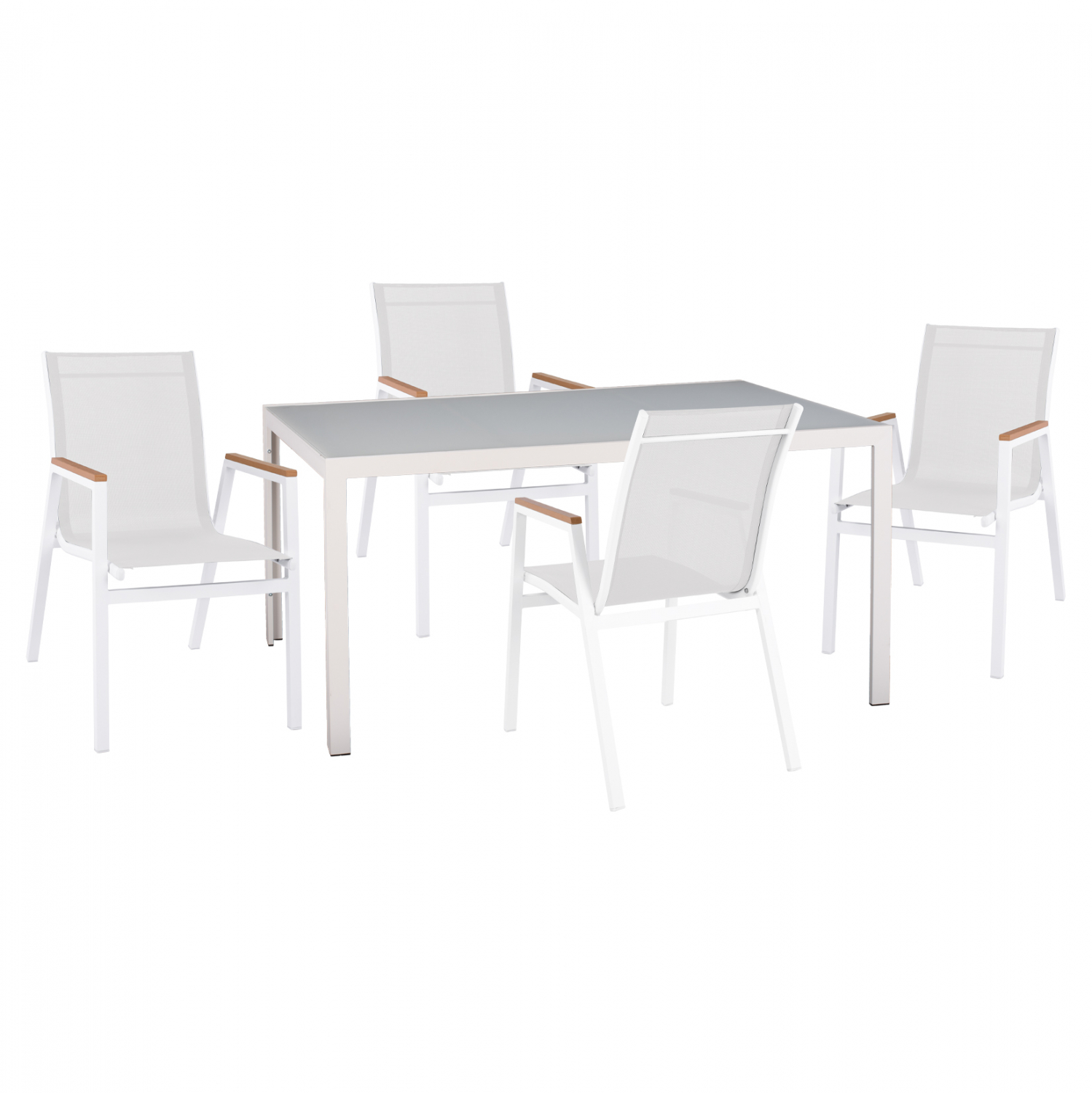 ΣΕΤ ΤΡΑΠΕΖΑΡΙΑΣ 5ΤΜΧ ΤΡΑΠ. 150Χ90 & ΠΟΛ/ΝΕΣ ΑΛΟΥΜΙΝΙΟΥ ΜΕ POLYWOOD ΛΕΥΚΕΣ HM11706.01