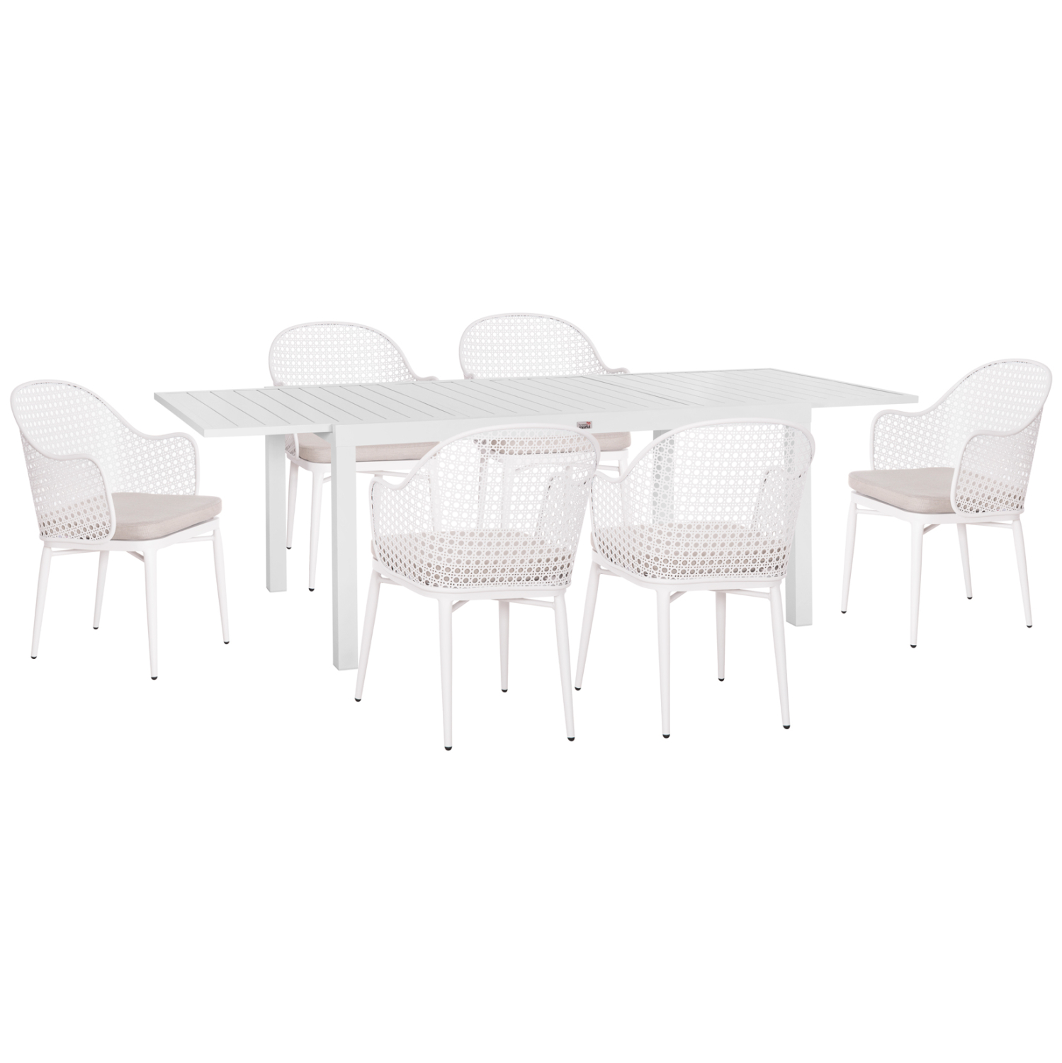 Intrahome ΣΕΤ ΤΡΑΠΕΖΑΡΙΑΣ ΕΞ.ΧΩΡΟΥ KRUM ΤΡΑΠΕΖΙ ΜΕ 6 ΠΟΛΥΘΡΟΝΕΣ--ΛΕΥΚΟ ΑΛΟΥΜΙΝΙΟ intraho-0007054