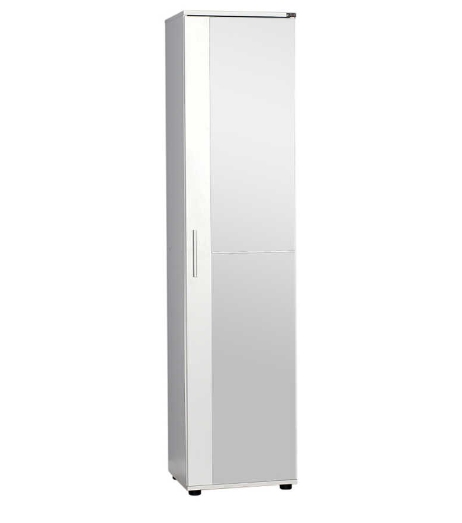 Ντουλάπα με καθρέπτη και μεταλλικά στηρίγματα, Antre-510 Λευκή 45x187x36cm