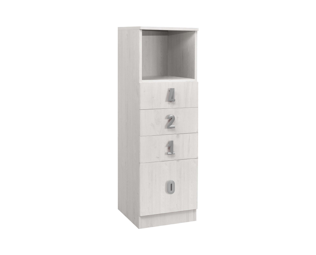 MATIS Στήλη συρταριέρα Numero 4F άσπρος δρυς/ γκρι 40x42x217,5 MATIS585753 MATIS Στήλη συρταριέρα Numero 4F άσπρος δρυς/ γκρι 40x42x217,5 MATIS585753