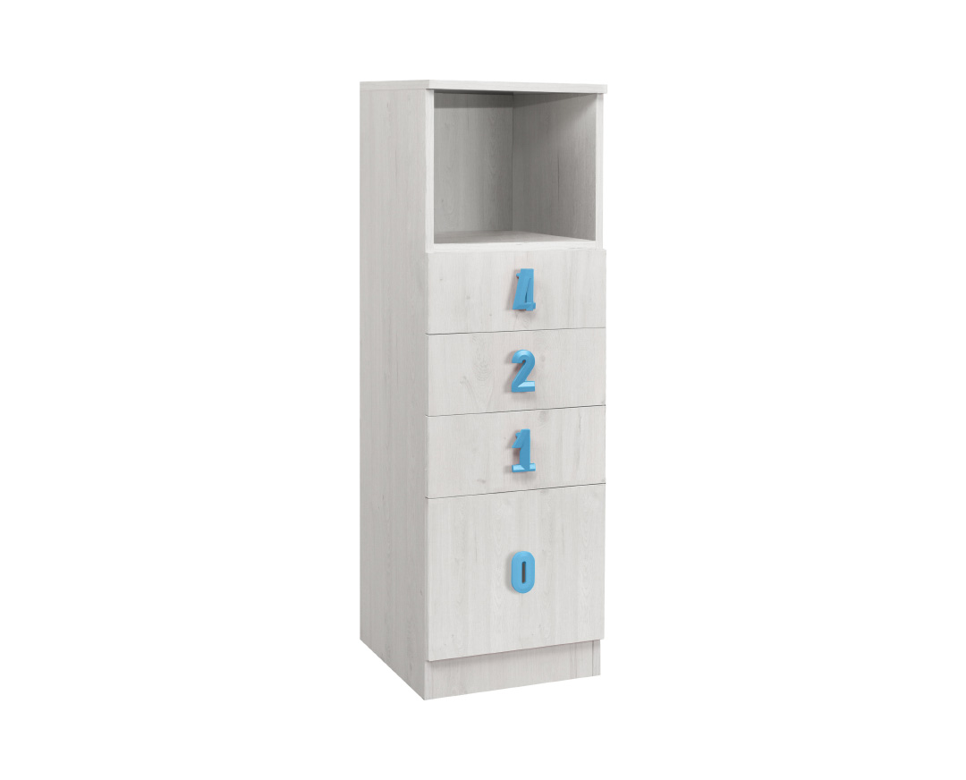 MATIS Στήλη συρταριέρα Numero 4F άσπρος δρυς/ μπλε 40x42x217,5 MATIS585719 MATIS Στήλη συρταριέρα Numero 4F άσπρος δρυς/ μπλε 40x42x217,5 MATIS585719