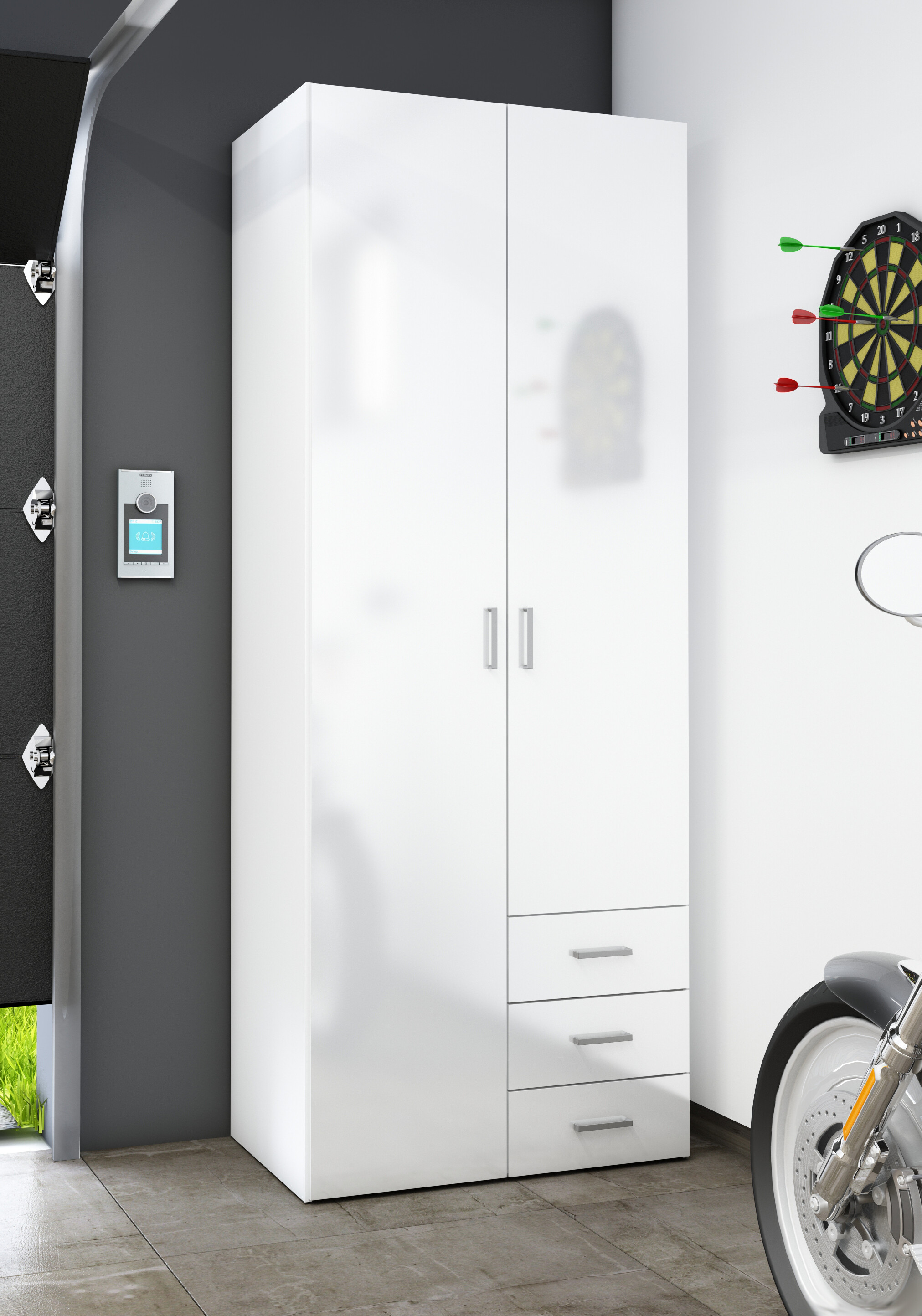 Insi Space ντουλάπα με 2 πόρτες και 3 συρτάρια 77,6×49,5×200,4εκ. Λευκό 0181.TV25 Insi Space ντουλάπα με 2 πόρτες και 3 συρτάρια 77,6×49,5×200,4εκ. Λευκό 0181.TV25