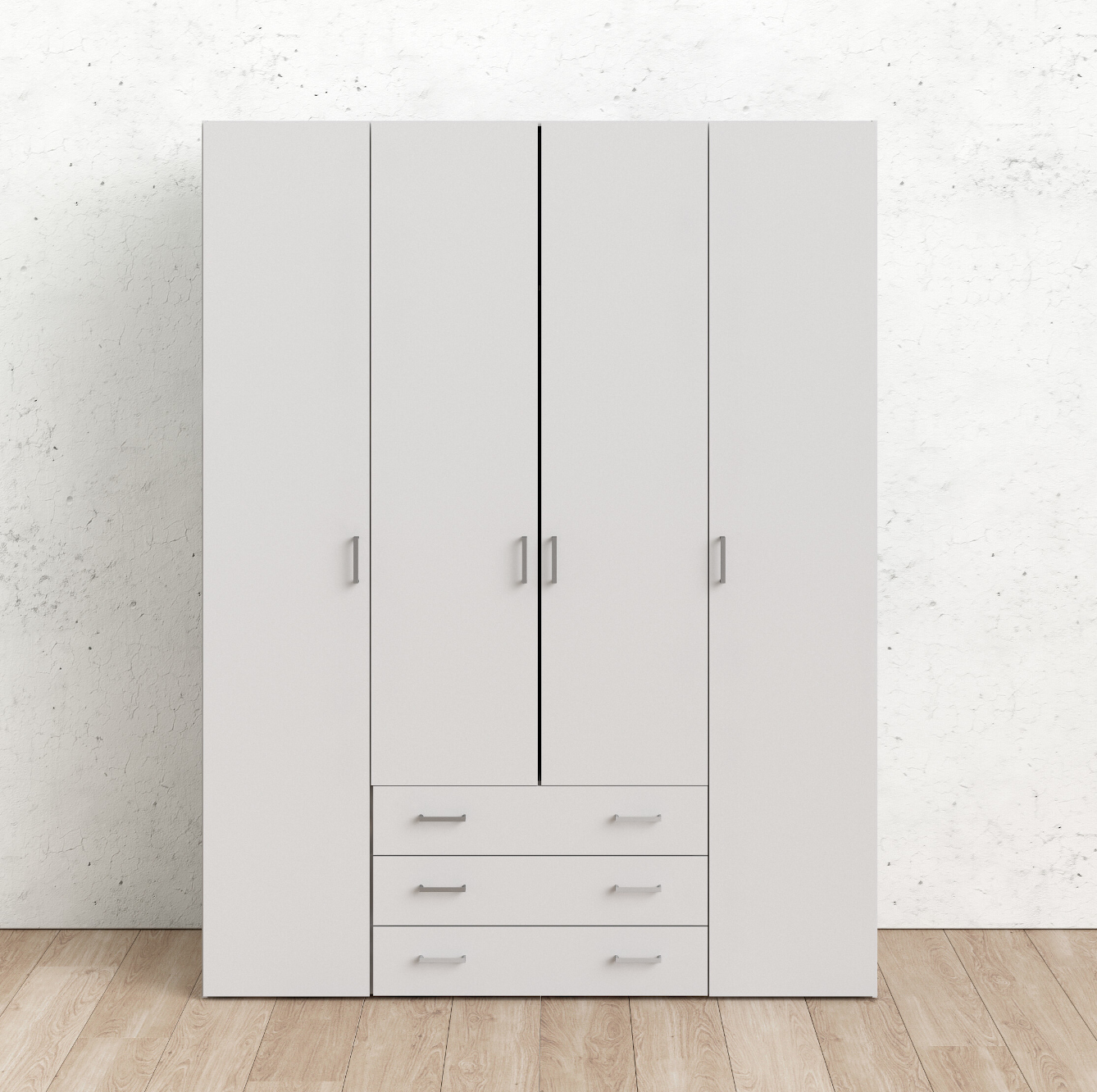 Insi Space ντουλάπα με 4 πόρτες και 3 συρτάρια 154×49,5×200,4εκ. Λευκό 0181.TV11 Insi Space ντουλάπα με 4 πόρτες και 3 συρτάρια 154×49,5×200,4εκ. Λευκό 0181.TV11