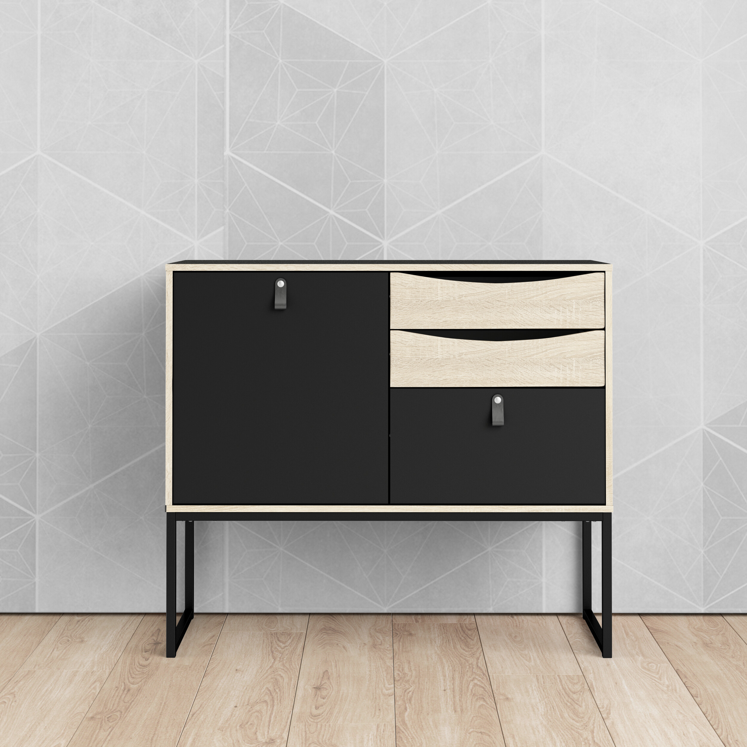 Insi Stubbe μπουφές με μία πόρτα και τρία συρτάρια 98,7x40x86,6εκ. Μαύρο / Δρυς 009.TV01 Insi Stubbe μπουφές με μία πόρτα και τρία συρτάρια 98,7x40x86,6εκ. Μαύρο / Δρυς 009.TV01