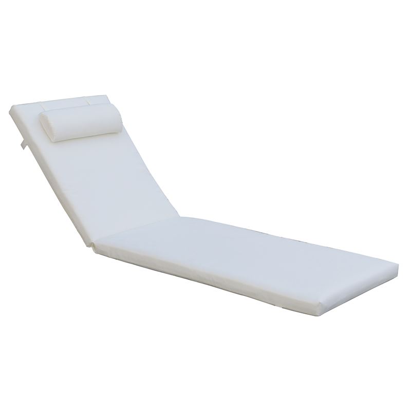 WOODWELL SUNLOUNGER Μαξιλάρι Ξαπλώστρας με Προσκέφαλο, Ύφασμα Water Repellent Εκρού, Φερμουάρ 196(78+118)x60x7cm Ε2014,1