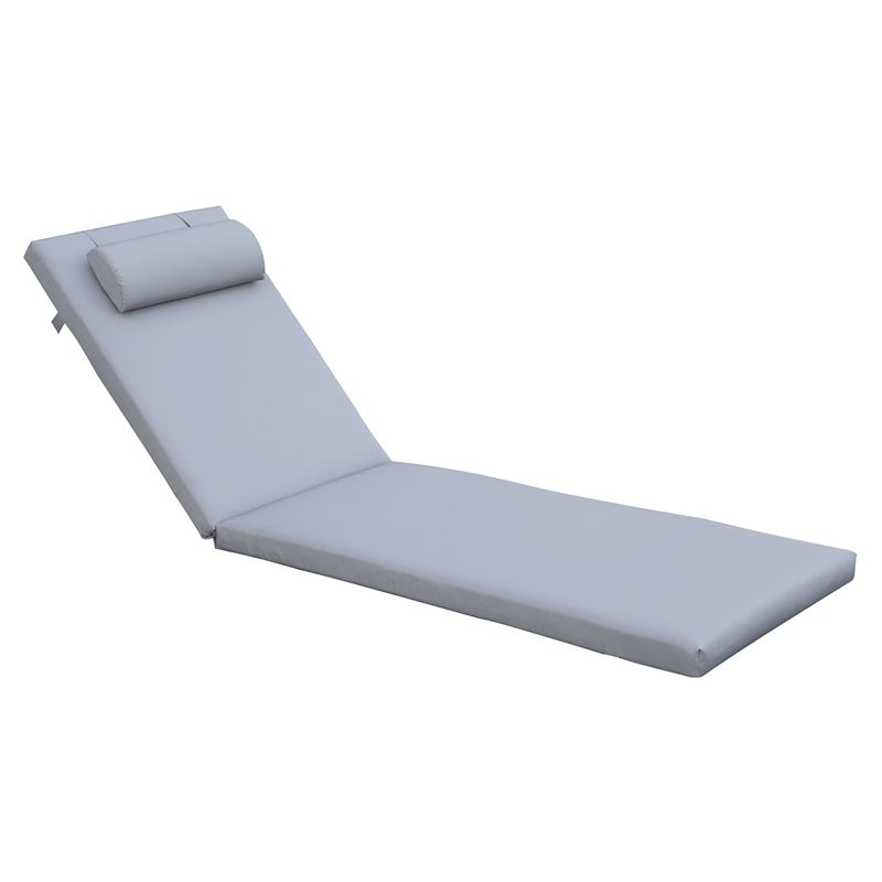 WOODWELL SUNLOUNGER Μαξιλάρι Ξαπλώστρας με Προσκέφαλο, Ύφασμα Water Repellent Γκρι, Φερμουάρ 196(78+118)x60x7cm Ε2014,3