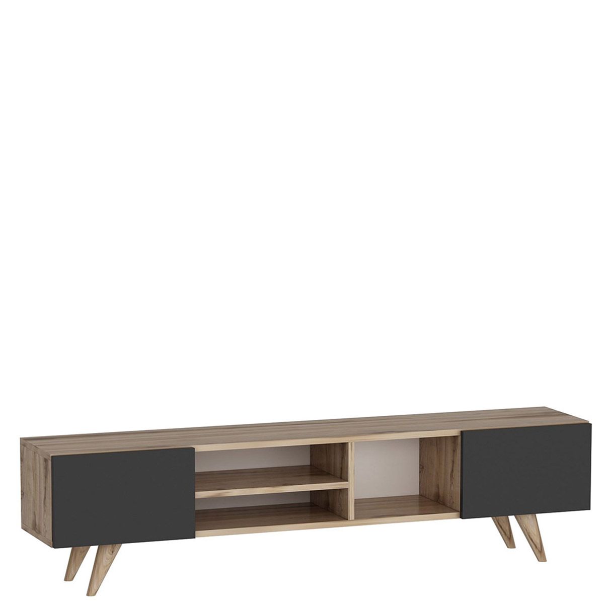 Έπιπλο Τηλεόρασης ArteLibre SKOPELOS Καρυδιά/Μαύρο 160x30x40cm Arte-14410008