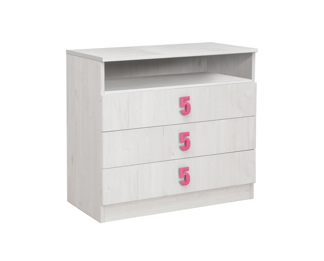 MATIS Συρταριέρα Numero 3F New Ασπρος Δρυς/Ροζ MATISE67278612 MATIS Συρταριέρα Numero 3F New Ασπρος Δρυς/Ροζ MATISE67278612