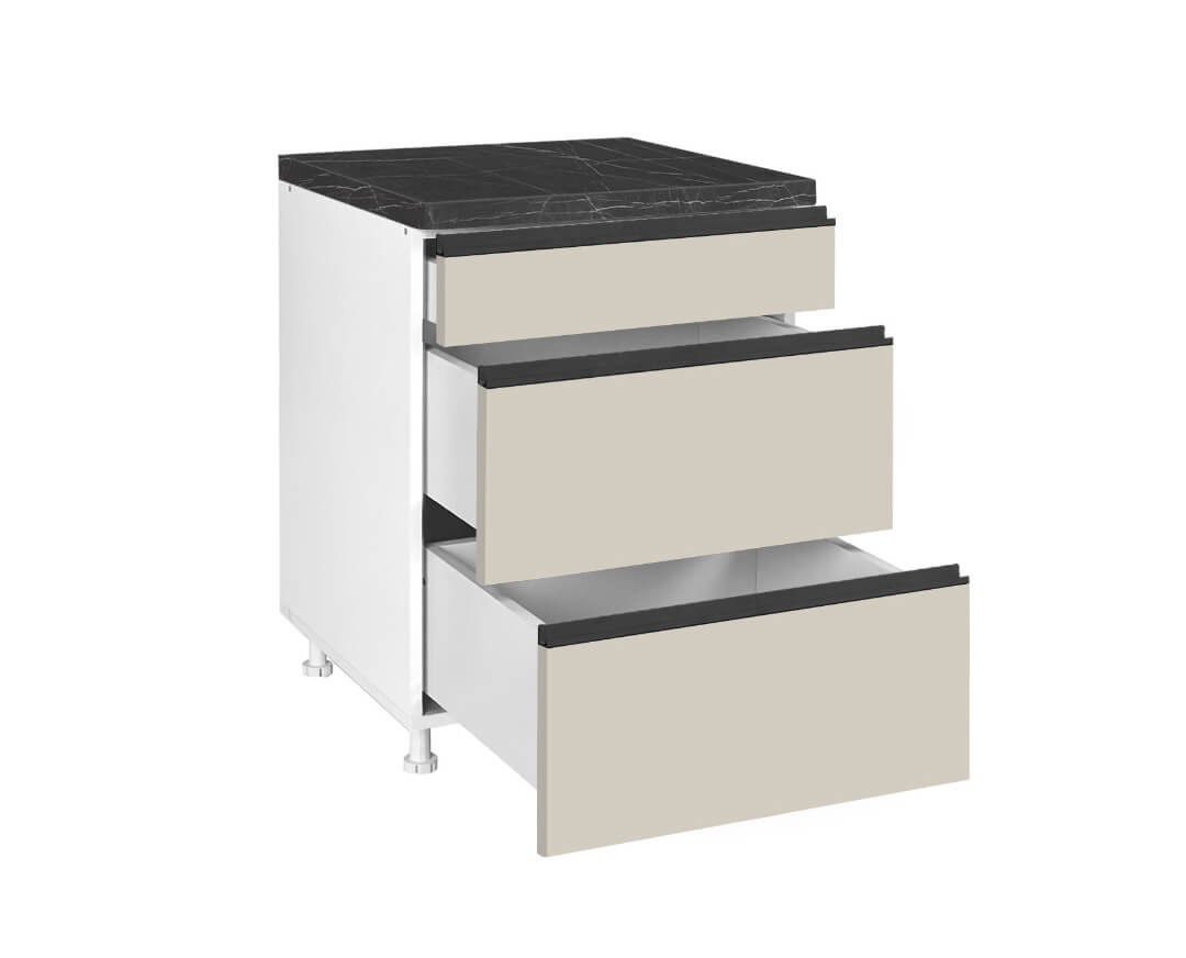 MATIS Επιδαπέδια συρταριέρα κουζίνας LINA D60 3F Μπεζ 60x60x85εκ. MATISKD603FB76
