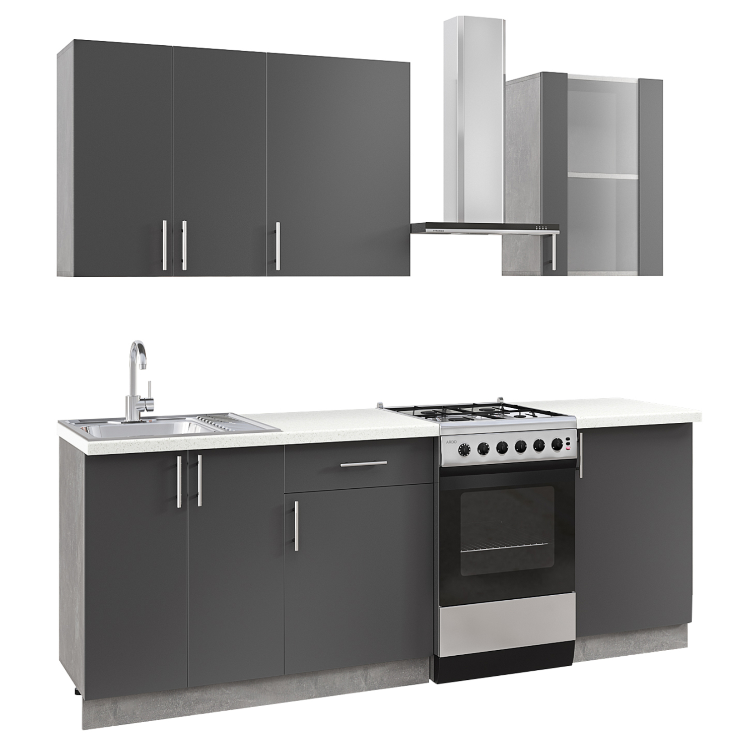 Intrahome ΣΥΝΘΕΣΗ ΚΟΥΖΙΝΑΣ ΜΕΛΑΜΙΝΗ ΓΚΡΙ ΑΝΘΡΑΚΙ ΛΕΥΚΟ RUSTENBURG 160x47x84,8Υεκ..01 intraho-1646861