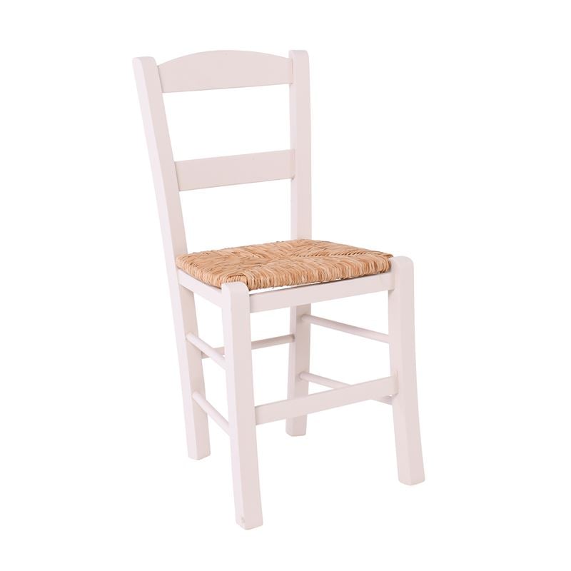 WOODWELL ΣΥΡΟΣ Καρέκλα Οξιά Βαφή Εμποτισμού Λάκα Creamy, Κάθισμα Ψάθα  41x45x88cm Ρ950,Ε5