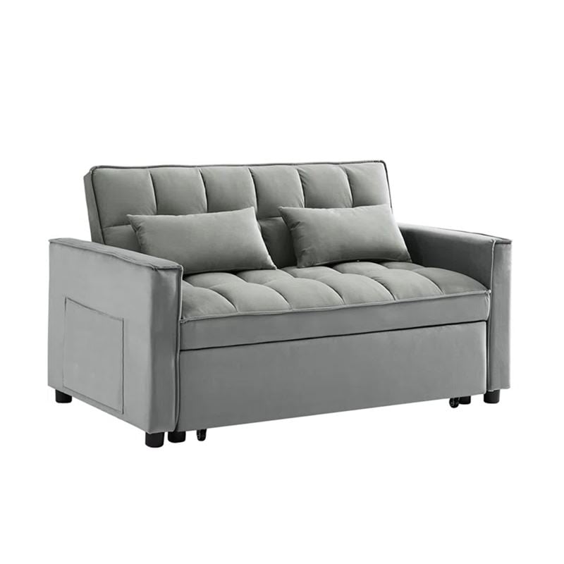 WOODWELL TEMPO Καναπές - Κρεβάτι, Με ανάκλιση πλάτης, Ύφασμα Velure Γκρι 140x95x80 - Κρεβάτι:120x178 cm Ε998,1