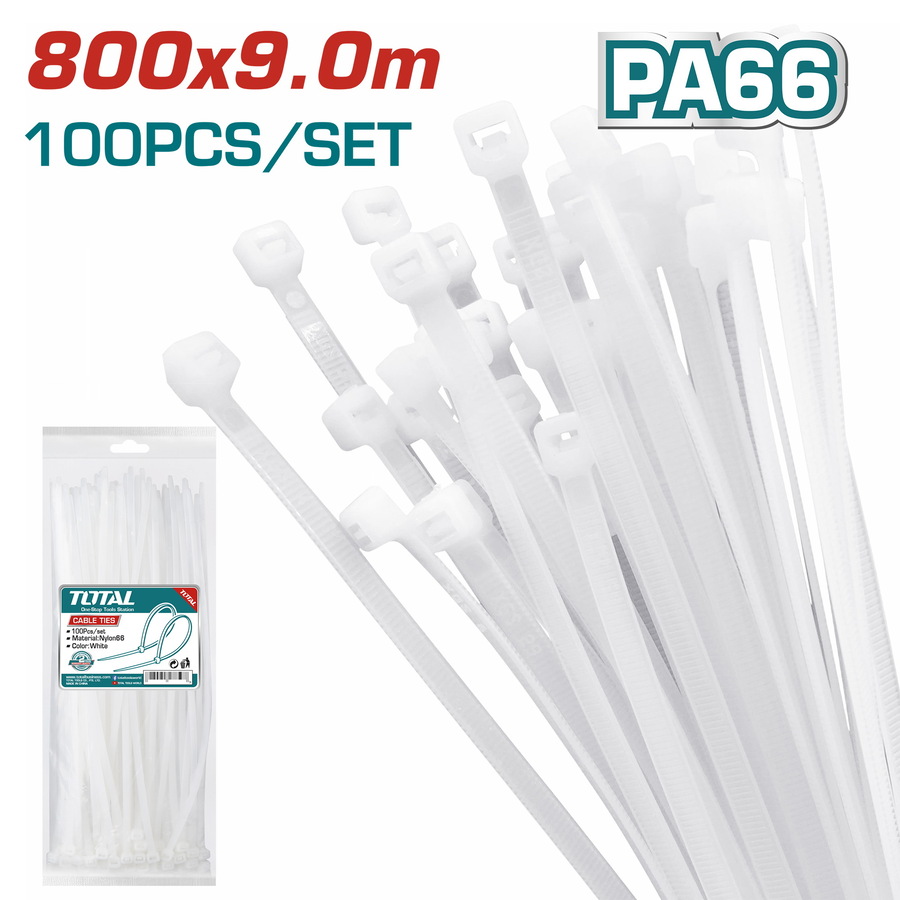 TOTAL ΔΕΣΤΡΑΚΙΑ ΛΕΥΚΑ 800 Χ 9mm 100ΤΕΜ (THTCT8001) TOTAL ΔΕΣΤΡΑΚΙΑ ΛΕΥΚΑ 800 Χ 9mm 100ΤΕΜ (THTCT8001)