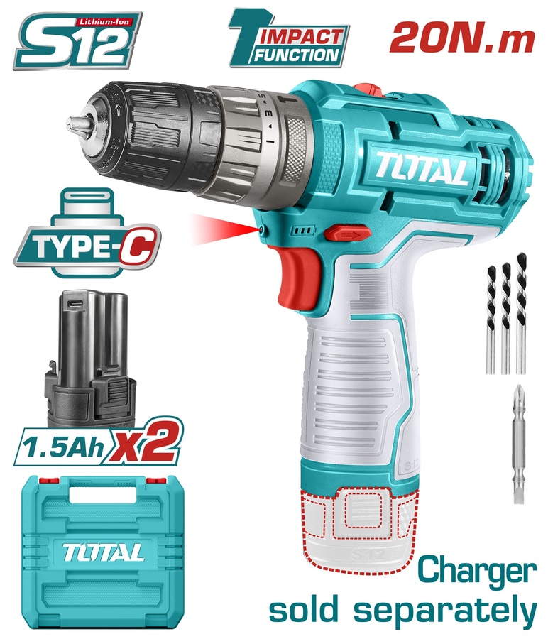 TOTAL ΔΡΑΠ/ΒΙΔΟ ΚΡΟΥΣΤΙΚΟ ΜΠΑΤ. Li-ion 12V / 1.5Ah / 20Nm / 2 ΜΠΑΤ (TIDLI12202) TOTAL ΔΡΑΠ/ΒΙΔΟ ΚΡΟΥΣΤΙΚΟ ΜΠΑΤ. Li-ion 12V / 1.5Ah / 20Nm / 2 ΜΠΑΤ (TIDLI12202)