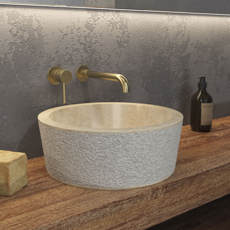 KARAG  TIMUR Νιπτήρας επικαθήμενος πέτρινος TIMUR Cream KARAG Ø40x15cm KARAG-5206836064949