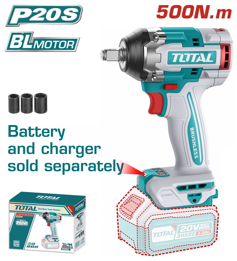 TOTAL ΕΠΑΓΓ. ΜΠΟΥΛΟΝΟΚΛΕΙΔΟ ΜΠΑΤ. Li-ion 20V / 500Nm ΧΩΡΙΣ ΜΠΑΤΑΡΙΑ & ΦΟΡΤΙΣΤΗ (TIWLI20501) TOTAL ΕΠΑΓΓ. ΜΠΟΥΛΟΝΟΚΛΕΙΔΟ ΜΠΑΤ. Li-ion 20V / 500Nm ΧΩΡΙΣ ΜΠΑΤΑΡΙΑ & ΦΟΡΤΙΣΤΗ (TIWLI20501)