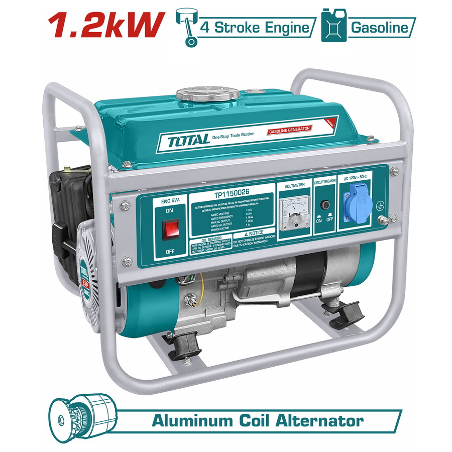 TOTAL ΗΛΕΚΤΡΟΓΕΝΝΗΤΡΙΑ ΒΕΝΖ. 1.200W (TP1150026) TOTAL ΗΛΕΚΤΡΟΓΕΝΝΗΤΡΙΑ ΒΕΝΖ. 1.200W (TP1150026)