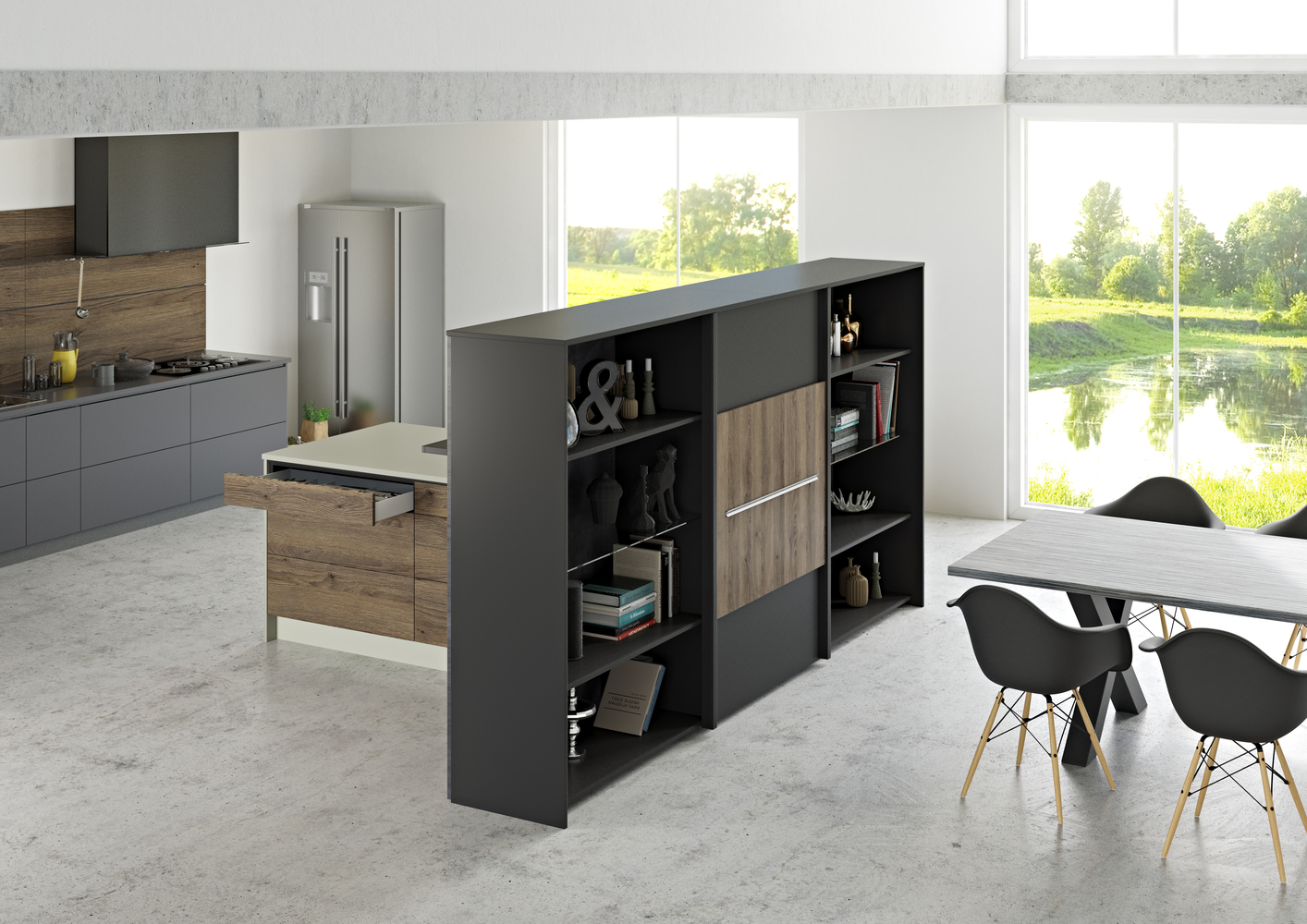 Intrahome  Σύνθεση  Έπιπλο  Κουζίνας  ΓΚΡΙ/ΦΥΣΙΚΟ  05-53154511   με blum μεντεσεδες  και συρτάρια 10  ΜΕΤΡΑ  ΤΡΕΧΟΝ
