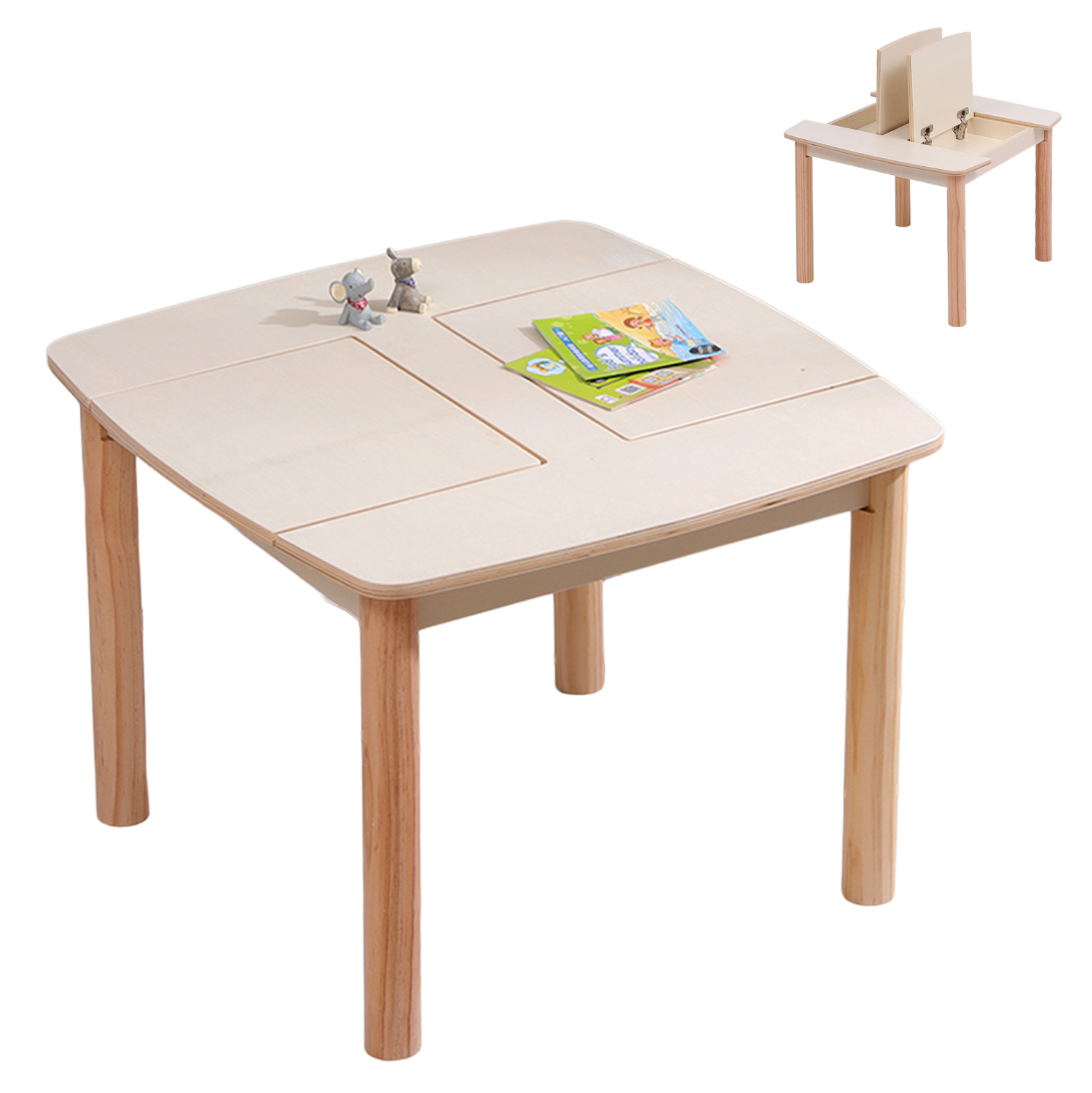 ΤΡΑΠΕΖΑΚΙ ΠΑΙΔΙΚΟ ΜΕ ΑΠΟΘ.ΧΩΡΟΥΣ RICKI HM18339.03 MDF & ΣΥΜΗΔΑ ΣΕ ΛΕΥΚΟ 65x65x47Υεκ