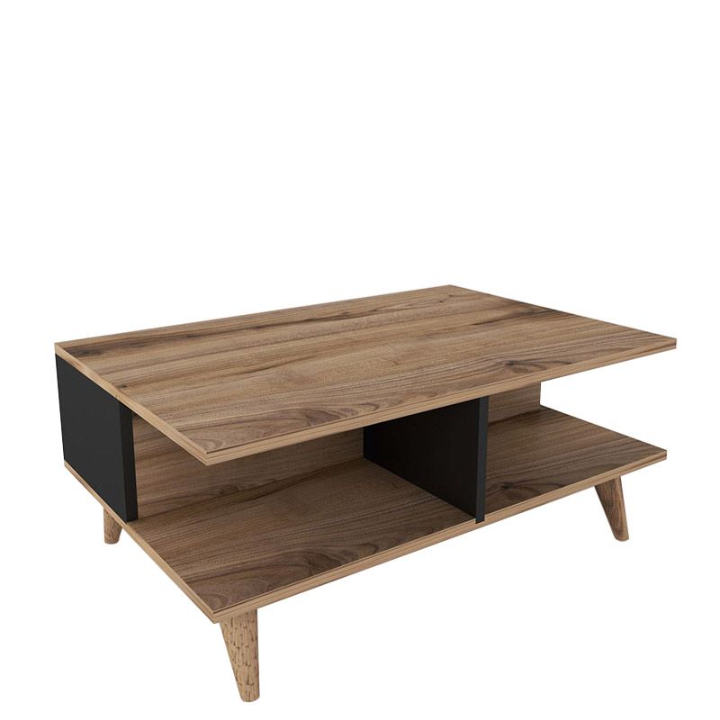 Τραπεζάκι Σαλονιού ArteLibre ALONISOS Καφέ/Μαύρο Μοριοσανίδα/Μελαμίνη 90x60x39cm Arte-14410010