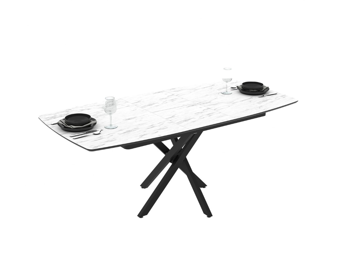 MATIS Επεκτεινόμενο τραπέζι δείπνου FILIS λευκό μάρμαρο 145+40x90x76 MATISTAMADA015