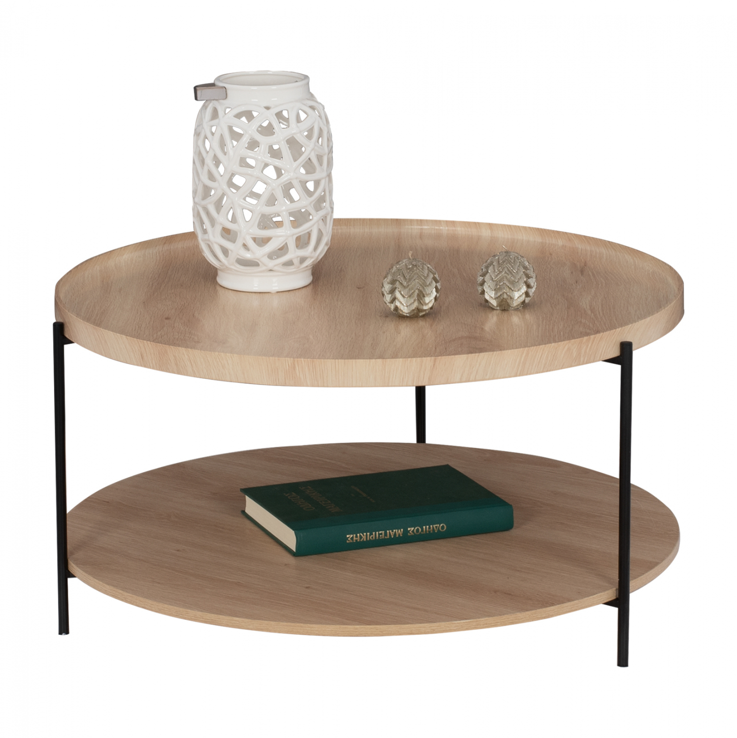 ΤΡΑΠΕΖΙ ΣΑΛΟΝΙΟΥ MATTEO 2 ΕΠΙΠΕΔΩΝ ΣΤΡΟΓΓΥΛΟ HM8753.11 Φ75x40,5Yεκ