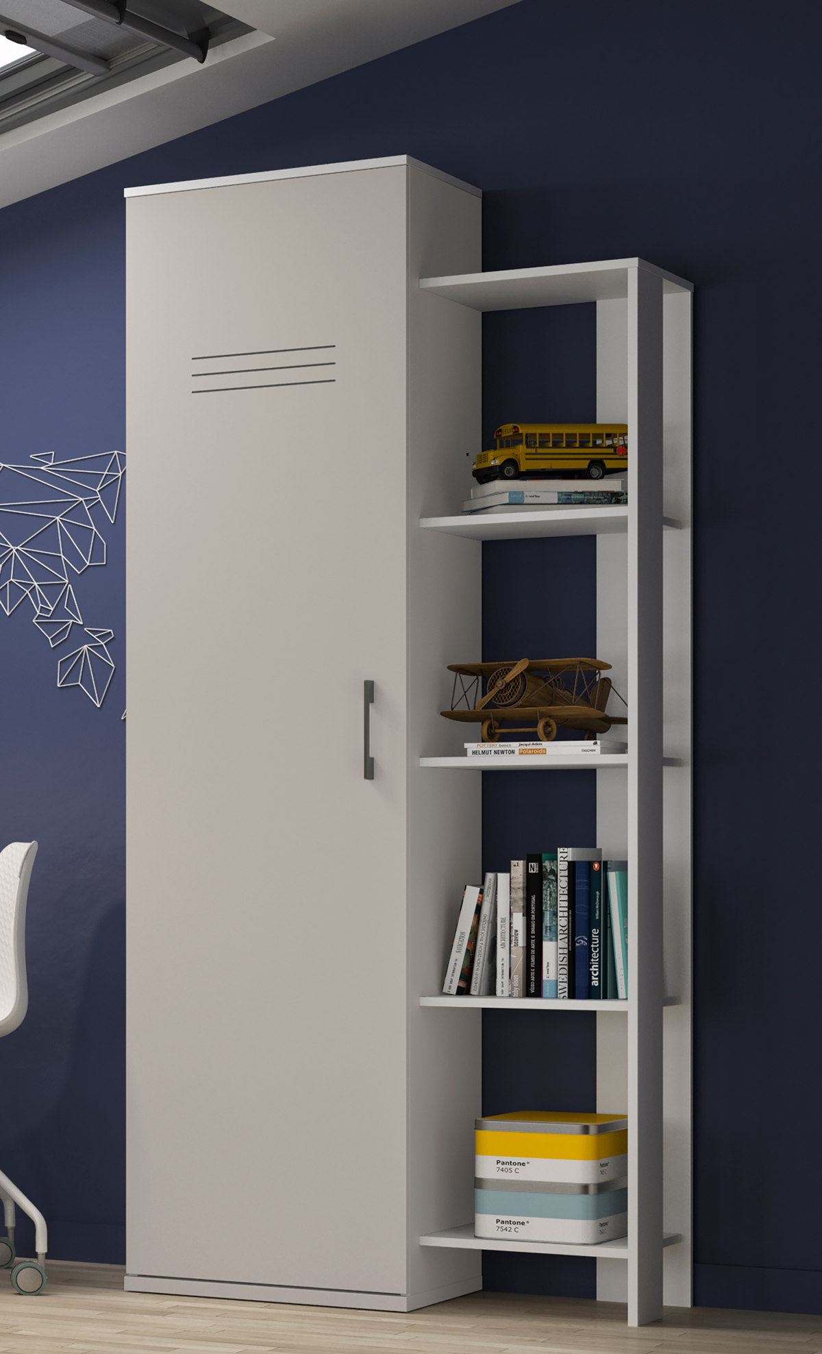 Insi Ugo Βιβλιοθήκη – Ντουλάπα 86x42x200εκ. Moon Grey – White 0161.GM26 Insi Ugo Βιβλιοθήκη – Ντουλάπα 86x42x200εκ. Moon Grey – White 0161.GM26