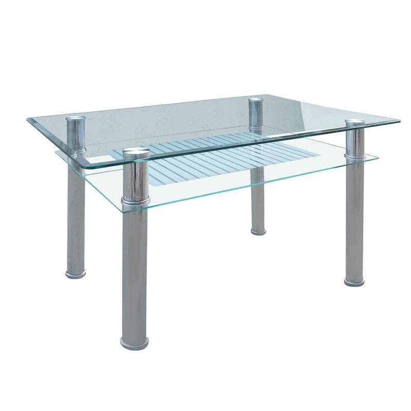 WOODWELL ΕΜ701VERON Τραπέζι Τραπεζαρίας Κουζίνας Inox – Γυαλί 90x60x75cm ΕΜ701