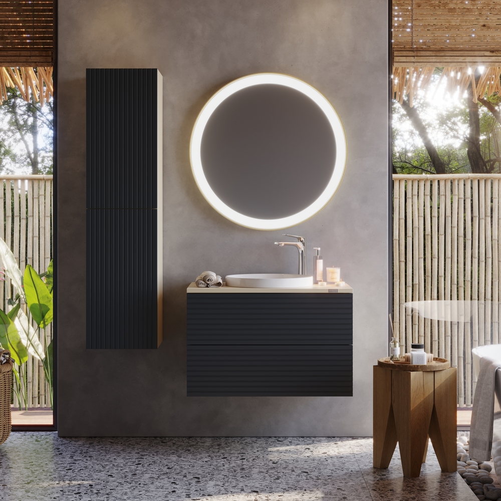 Σετ Έπιπλο Μπάνιου VIEN Ανθρακί MDF 18mm Λάκα 80 9SVIE080ANBM 9SVIE080ANBM