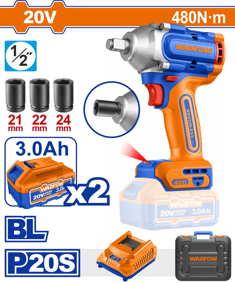 WADFOW ΜΠΟΥΛΟΝΟΚΛΕΙΔΟ ΜΠΑΤ. Li-ion 20V / 3Ah / 480Nm / 2 ΜΠΑΤ BL Motor (WCD1B48) WADFOW ΜΠΟΥΛΟΝΟΚΛΕΙΔΟ ΜΠΑΤ. Li-ion 20V / 3Ah / 480Nm / 2 ΜΠΑΤ BL Motor (WCD1B48)