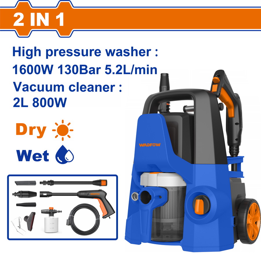 WADFOW 2σε1 ΠΛΥΣΤΙΚΟ ΝΕΡΟΥ 1.600W / 130 Bar / Brush motor & ΣΚΟΥΠΑ ΑΝΑΡΡΟΦ. 800W (WHP4A16) WADFOW 2σε1 ΠΛΥΣΤΙΚΟ ΝΕΡΟΥ 1.600W / 130 Bar / Brush motor & ΣΚΟΥΠΑ ΑΝΑΡΡΟΦ. 800W (WHP4A16)