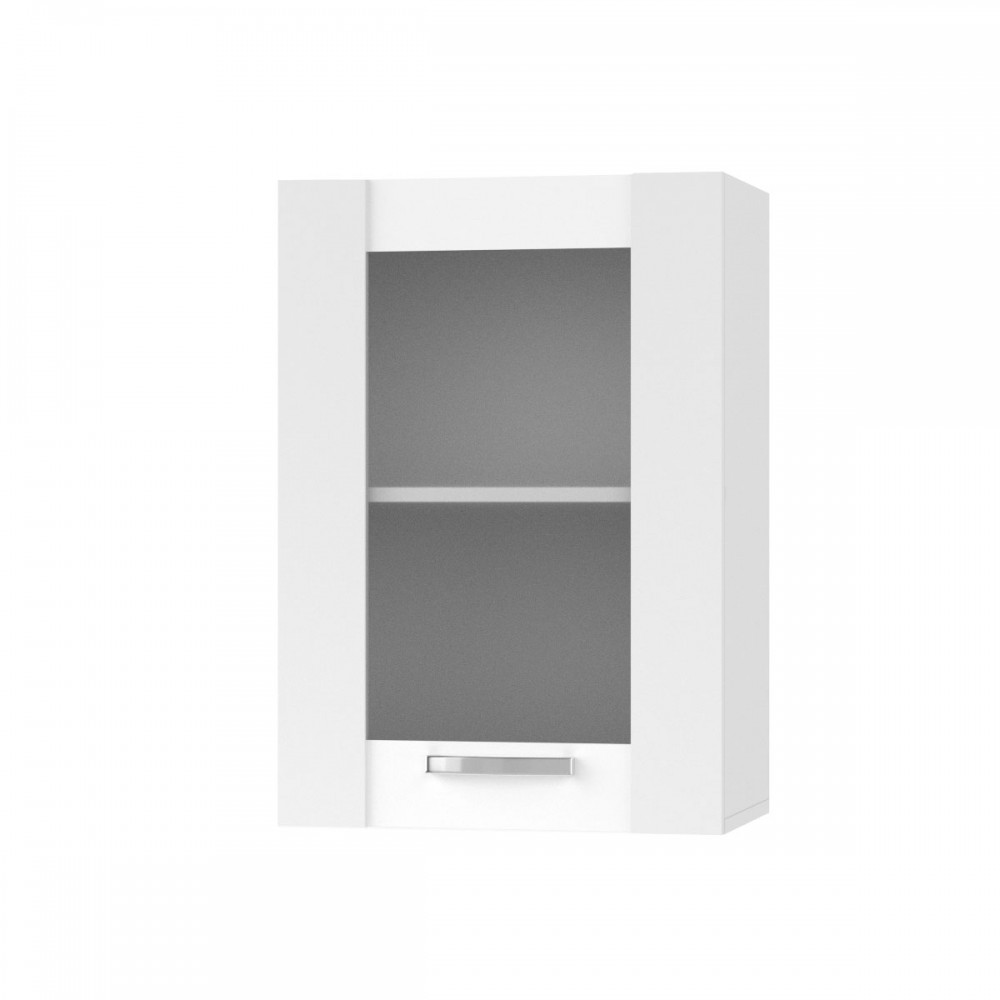 CHARLOTΤE Πάνω Ντουλάπι Με Τζάμι Δεξί 50x30.5x71.8εκ με μεταλλικά χερούλια Λευκό SO-CV50GW-R