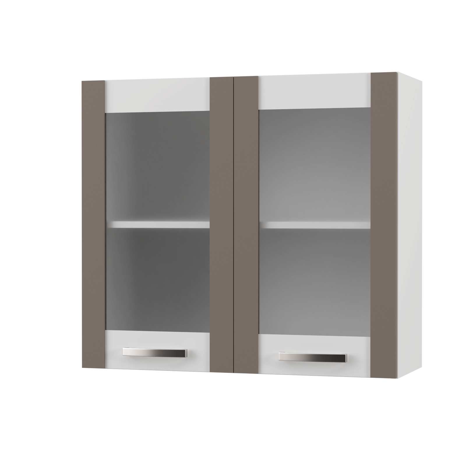 CHARLOTΤE Πάνω Ντουλάπι Με Τζάμι 80x30.5x71.8εκ με μεταλλικά χερούλια Μόκα SO-CV80GM