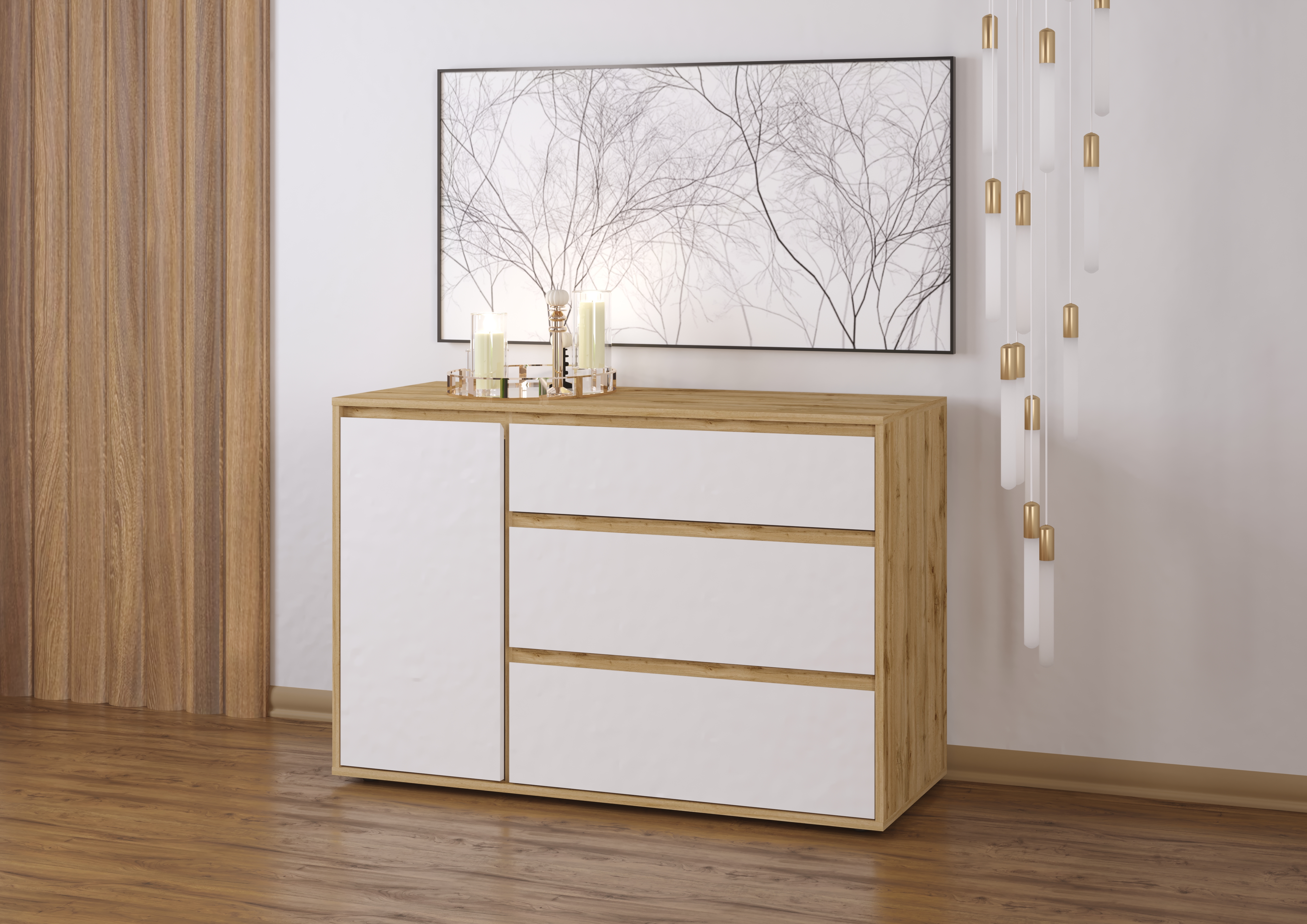 Μπουφές NITRO SOFT Λευκό με Βελανιδιά 120x40x80cm SO-NITRO1D3DRW