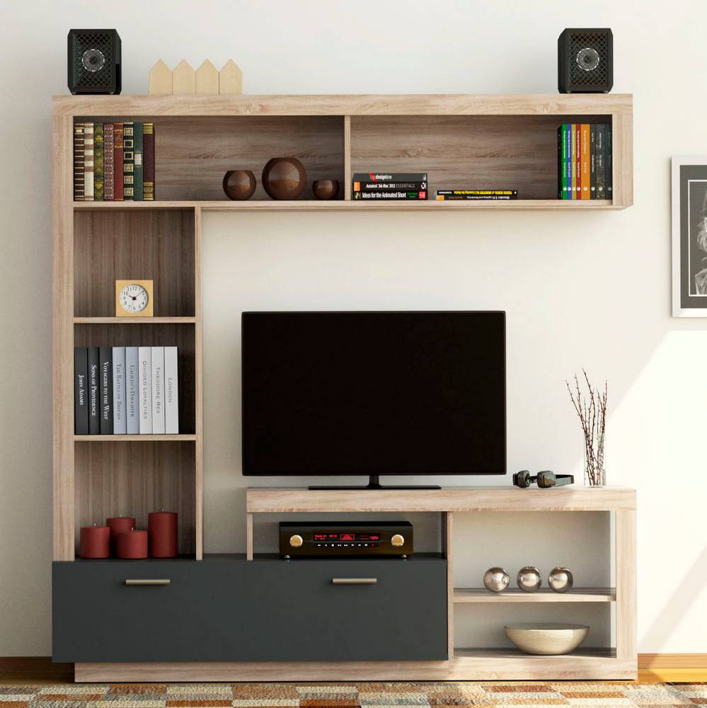 Σύνθεση Τηλεόρασης Floks 170x41x170εκ SONOMA (φυσικός δρύς)-γραφίτης TO-FLOKSGR Σύνθεση Τηλεόρασης Floks 170x41x170εκ SONOMA (φυσικός δρύς)-γραφίτης TO-FLOKSGR
