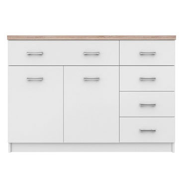Μπουφές 120x33x85εκ Top Mix2D5S Λευκό-Sonoma μέ 5 Συρτάρια TO-KOM2D5SWH Μπουφές 120x33x85εκ Top Mix2D5S Λευκό-Sonoma μέ 5 Συρτάρια TO-KOM2D5SWH