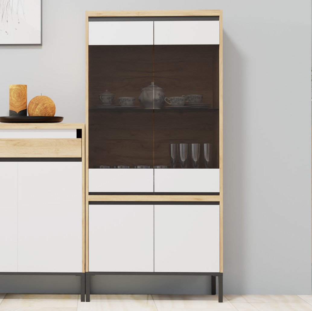 Βιτρίνα Palmor Χρυσό Δρυς-Λευκό 77x40x164cm TO-PALMOR2D2W Βιτρίνα Palmor Χρυσό Δρυς-Λευκό 77x40x164cm TO-PALMOR2D2W